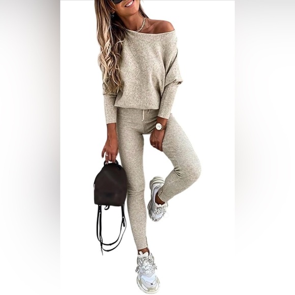 None Pants - 🆕Stylish Knit Sweater and Pants Set